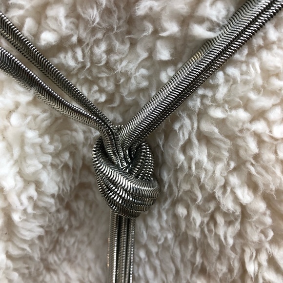 I.N.C. Silver tone multi chain knoty necklace - Picture 4 of 8